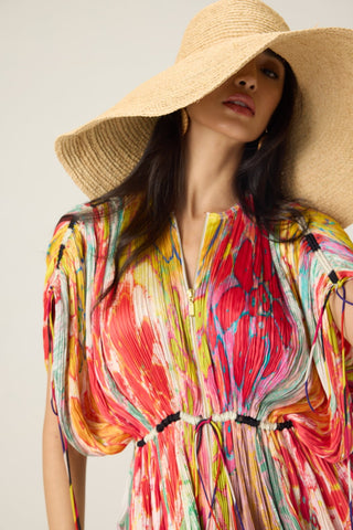 Monica multicolor printed blouse with skirt