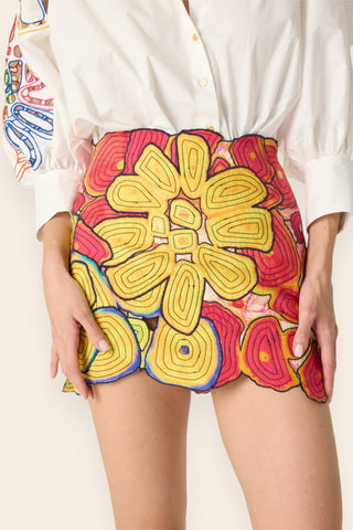 Scottie white embroidered shirt with makenna skirt