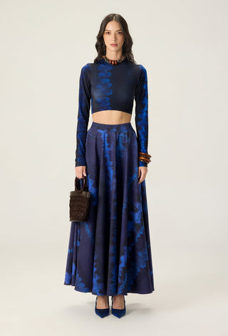 Gigi blue printed blouse with dracy skirt