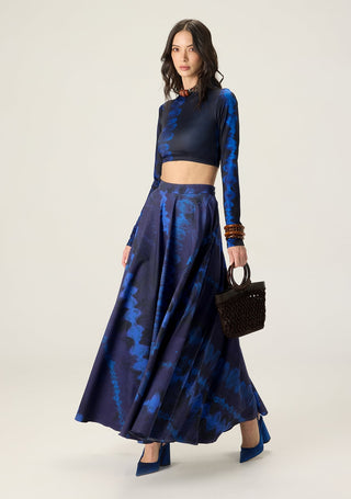 Gigi blue printed blouse with dracy skirt