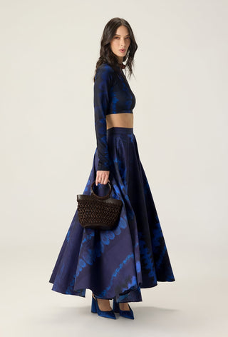 Gigi blue printed blouse with dracy skirt