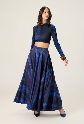 Gigi blue printed blouse with dracy skirt