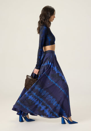 Gigi blue printed blouse with dracy skirt