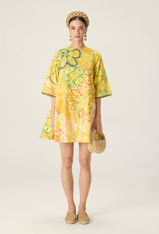 Novella yellow embroidered dress
