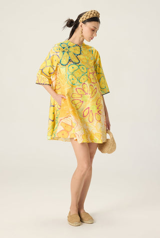 Novella yellow embroidered dress