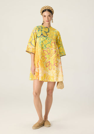 Novella yellow embroidered dress