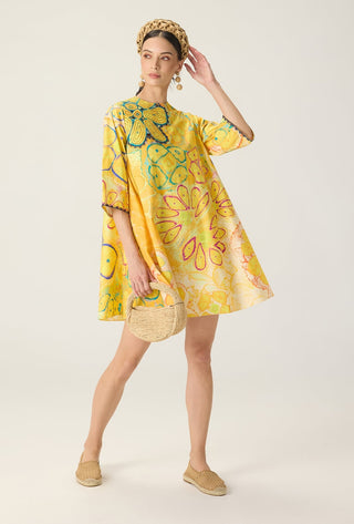 Novella yellow embroidered dress