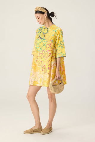 Novella yellow embroidered dress