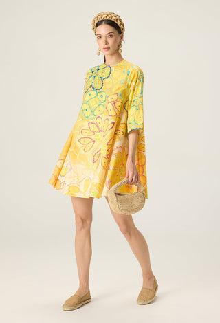 Novella yellow embroidered dress