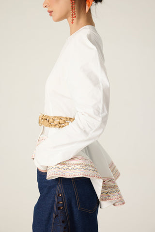 Logan white solid shirt with bex blue jeans
