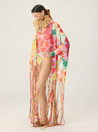Kenzie multicolor printed swimsuit with leni cape