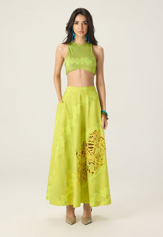 Jamie lime green printed blouse with lainey skirt