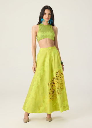 Jamie lime green printed blouse with lainey skirt
