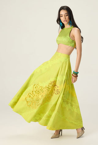 Jamie lime green printed blouse with lainey skirt