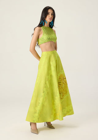 Jamie lime green printed blouse with lainey skirt