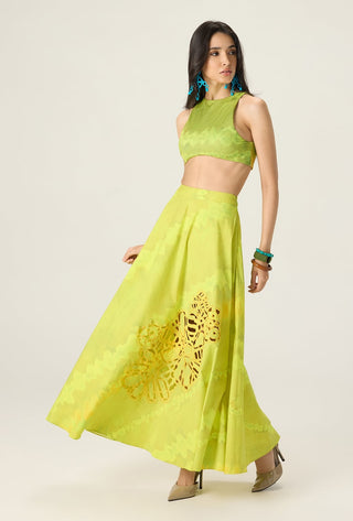 Jamie lime green printed blouse with lainey skirt
