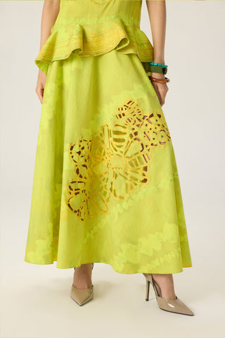 Jamie lime green printed blouse with lainey skirt