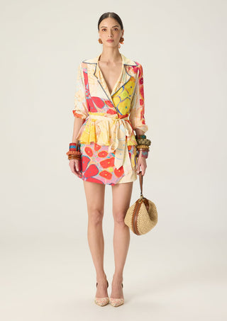 Lydia multicolor printed blouse with cinora skort