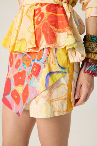 Lydia multicolor printed blouse with cinora skort