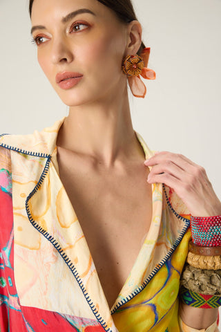 Lydia multicolor printed blouse with cinora skort