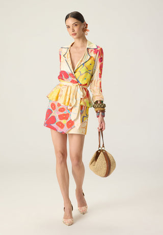 Lydia multicolor printed blouse with cinora skort
