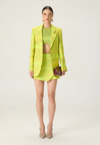 Jamie lime green printed blouse with rebekkah blazer and sia skort