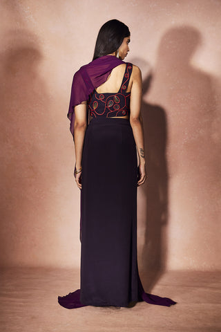 Plum flame skirt with cape set