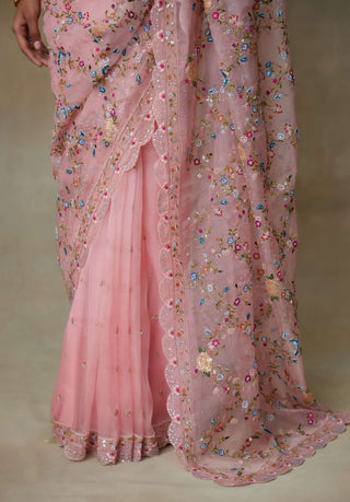 Falcon pink sari and blouse
