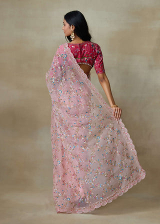 Falcon pink sari and blouse
