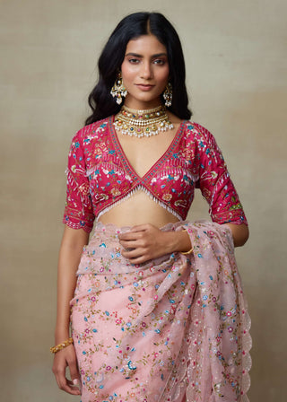 Falcon pink sari and blouse