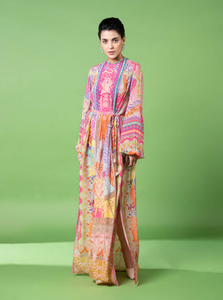 Neon Animal Skin Print Kaftan Dress by Siddhartha Bansal, available on Indiaspopup.com