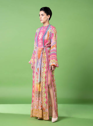 Neon Animal Skin Print Kaftan Dress by Siddhartha Bansal, available on Indiaspopup.com