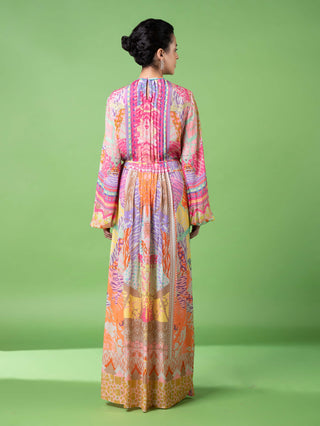 Neon Animal Skin Print Kaftan Dress by Siddhartha Bansal, available on Indiaspopup.com