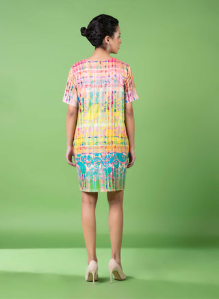 Check And Paisley Embroidered Dress by Siddhartha Bansal, available on Indiaspopup.com