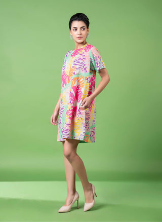 Neon Animal Skin Print Embroidered Dress by Siddhartha Bansal, available on Indiaspopup.com