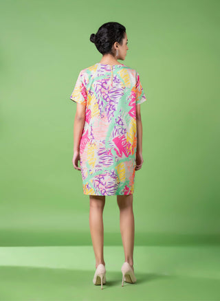 Neon Animal Skin Print Embroidered Dress by Siddhartha Bansal, available on Indiaspopup.com