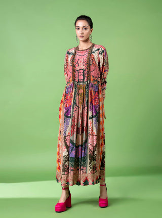 Neon Animal Skin Print Kaftan Dress by Siddhartha Bansal, available on Indiaspopup.com