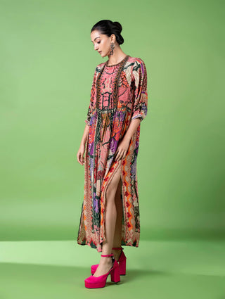 Neon Animal Skin Print Kaftan Dress by Siddhartha Bansal, available on Indiaspopup.com