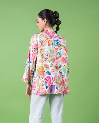 White Block Print Shirt by Siddhartha Bansal, available on Indiaspopup.com