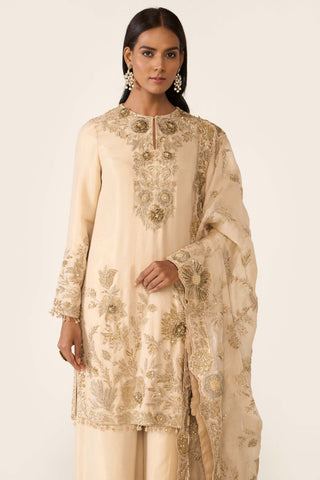 Golden Embroidered Kurta Set by Varun Bahl available on Indiaspopup.com