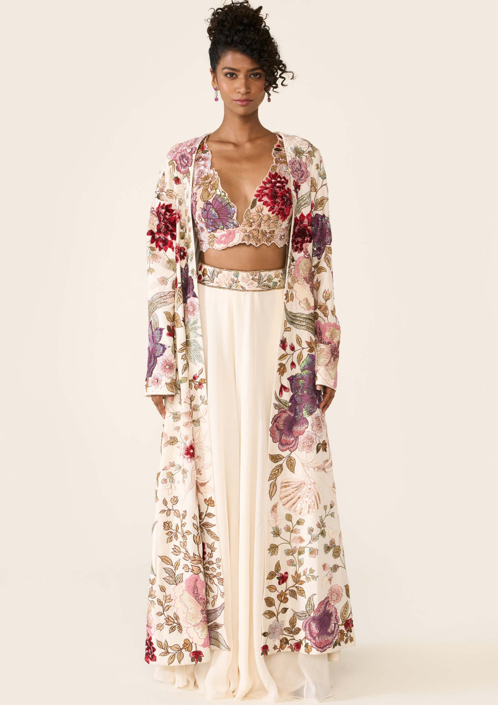 IVORY EMBELLISHED JACKET SET