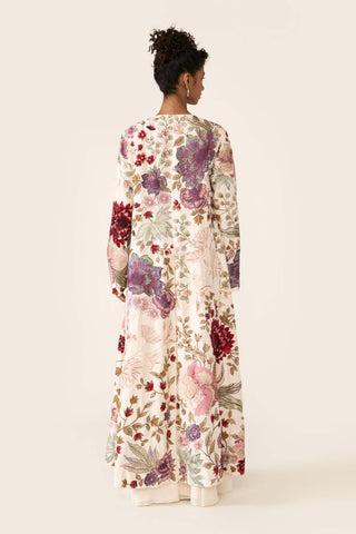 Ivory Embroidered Long Jacket And Palazzo Set by Varun Bahl available on Indiaspopup.com