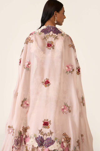 Pink floral embroidered lehenga set