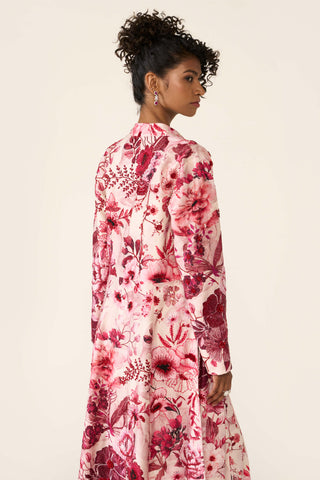 Pink Printed Long Jacket And Palazzo Set by Varun Bahl available on Indiaspopup.com