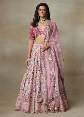 Flamingo pink lehenga set
