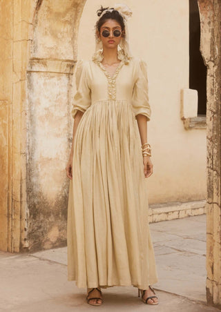 Ivory linen maxi dress