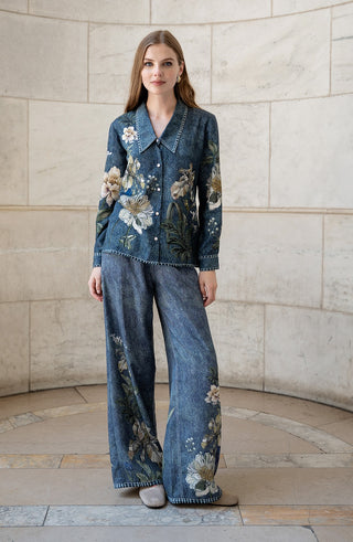 Abby indigo blue top with jeans