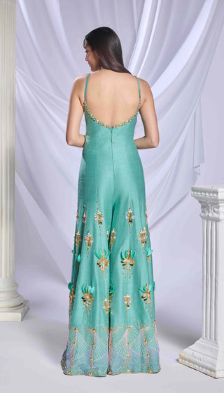 Fairy Teal Green Jumpsuit by Papa Don'T Preach By Shubhika, available on Indiaspopup.com