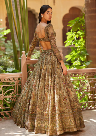 Roqa-Green Fayroz Lehenga Set-INDIASPOPUP.COM