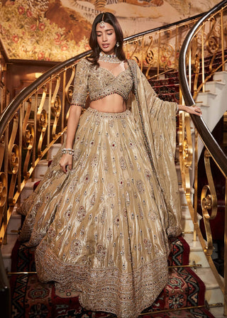 Firdous gold lehenga set